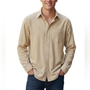 GANT vtg Men’s Town Collar “The Hugger” Button up Shirt Brown Yellow 15 1/2 32